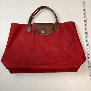 Longchamp Le Pilage Nylon Tote Red and Brown
